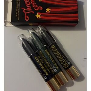 Rockins Cosmetics Hot Mess Threesome Glitter Gel Eye Pens Black Blue Green NEW